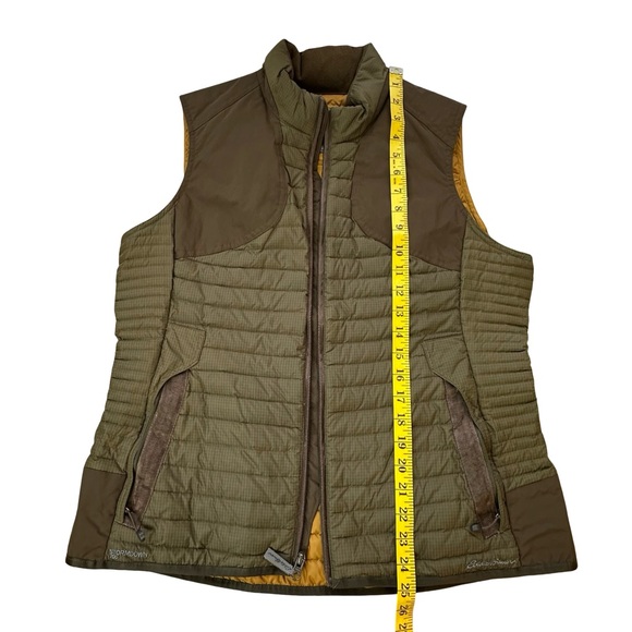 EDDIE BAUER Olive Green Brown StormDown 700 Quilted Vest Size Large Petite - Picture 11 of 16